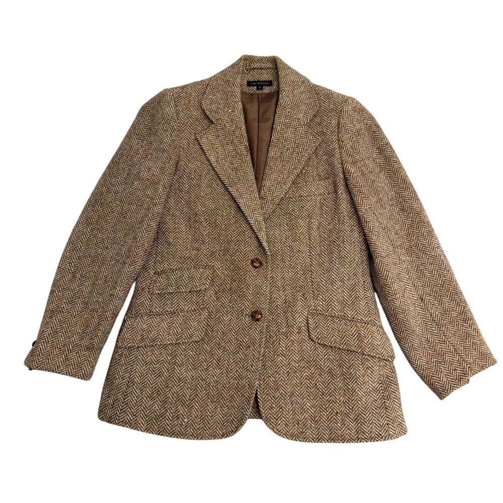 Vintage Brown Herringbone Tweed Wool Blazer Sport Coat Mens Size 9 Macau 2656